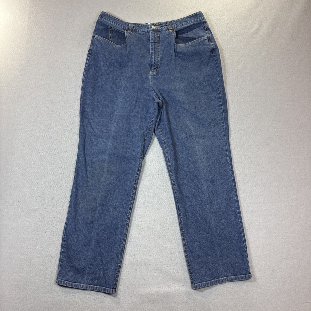 Talbots Womens sz 16 Jeans Blue Denim Medium Wash High Rise Straight Stretch VTG